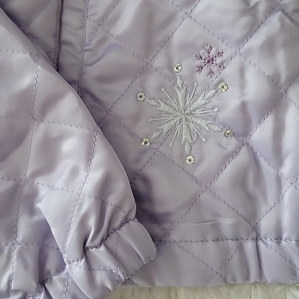 Disney Store Frozen Embroidered Lavender Quilted Jacket Girl Size 9/10